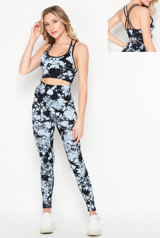 Tie Dye Criss Cross Padded Bra Activewear Set