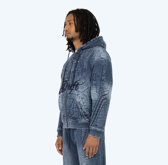 Denim Embossed Fleece Set (Multiple Colors)