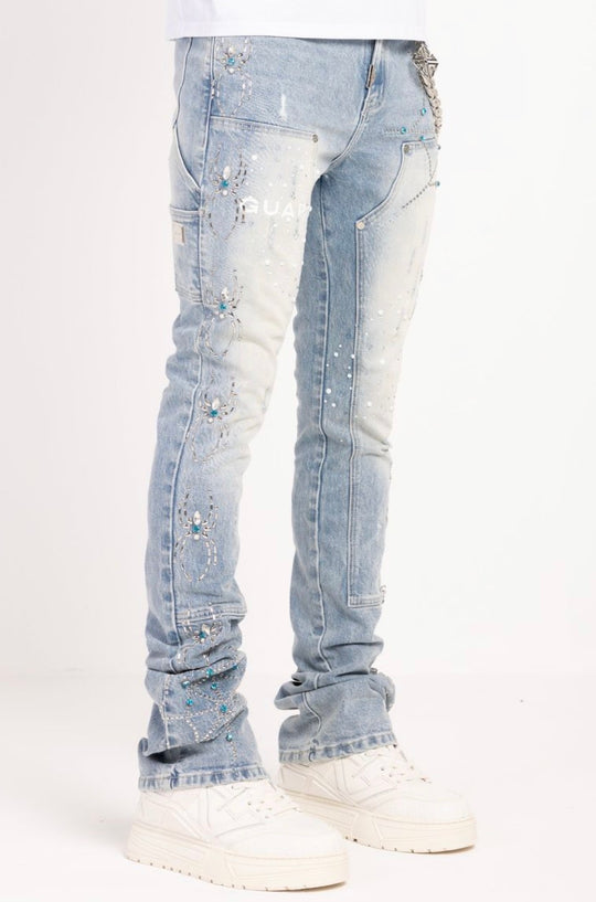 Aqua Blue Spider Jeans