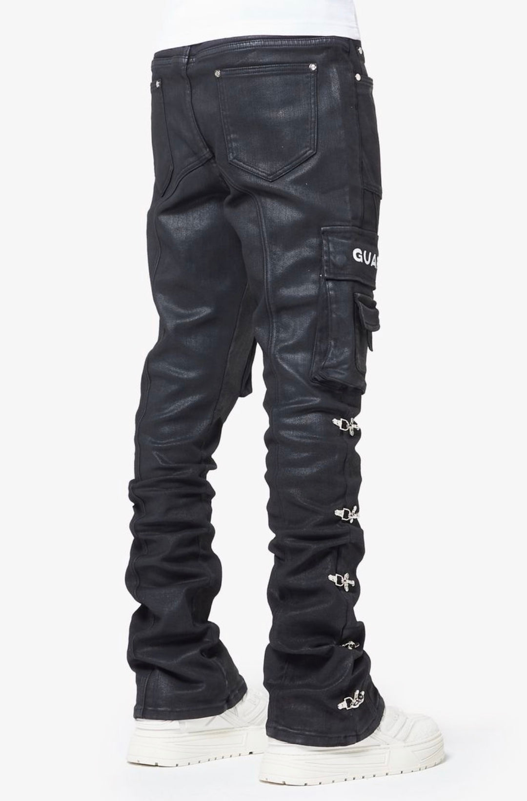 Obsidian Black Waxed Cargo Pants