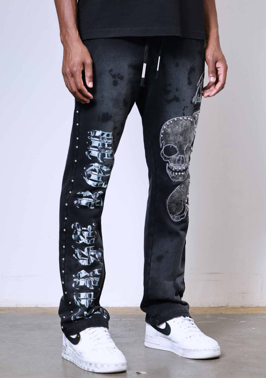 WAKE UP AND BE FIERCE APPLIQUE STACK JOGGER