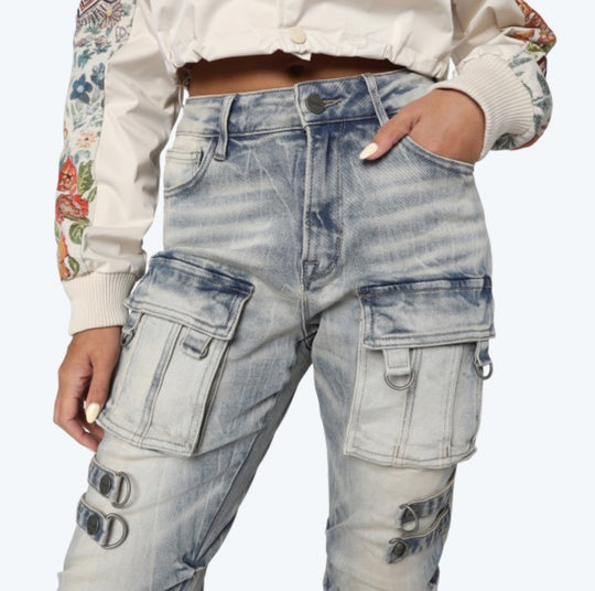 Cargo High Rise Stacked Jeans