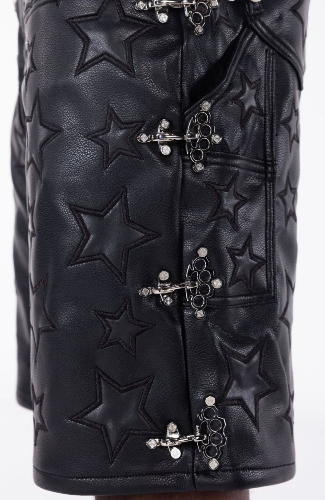 Black Stars Leather Shorts