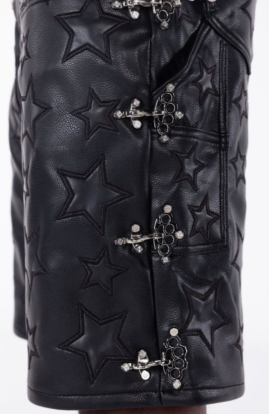 Black Stars Leather Shorts