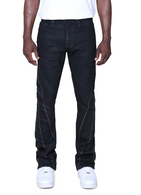 Barbwire Stacked Rhinestone Jeans