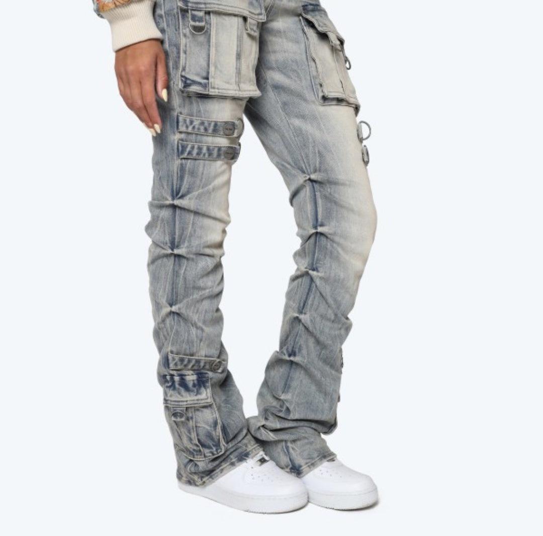 Cargo High Rise Stacked Jeans