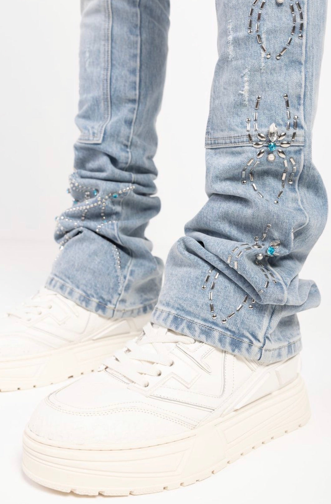 Aqua Blue Spider Jeans
