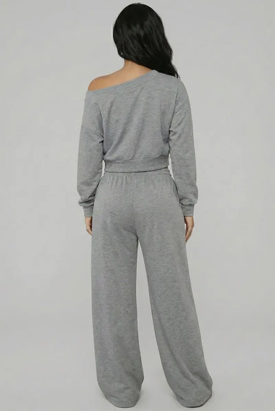 French Terry Off Shoulder Lounge Set
