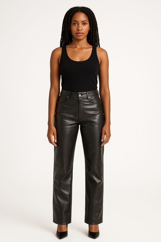 PU Straight Leg Pants