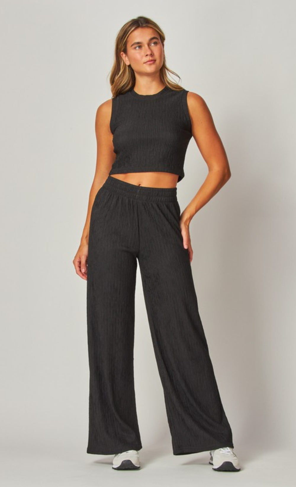 Crinkled Crop Top Set