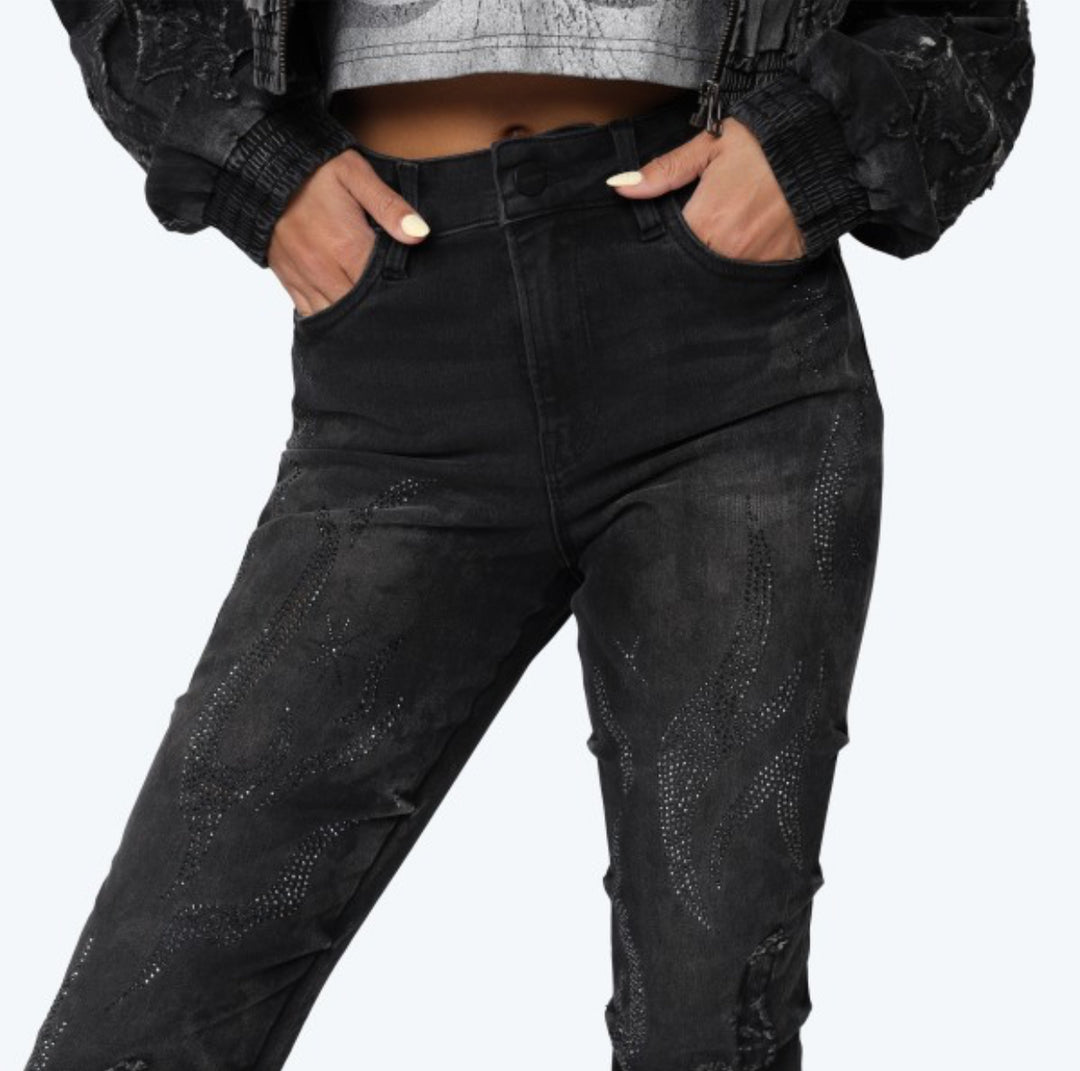 Derby Black High Rise Stacked Jeans