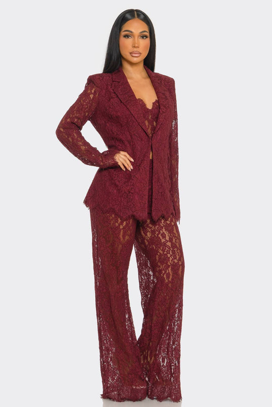 3PCS LACE BLAZER SET