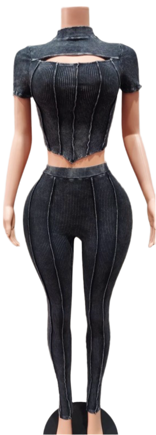 Mineral Wash Crop Top Set