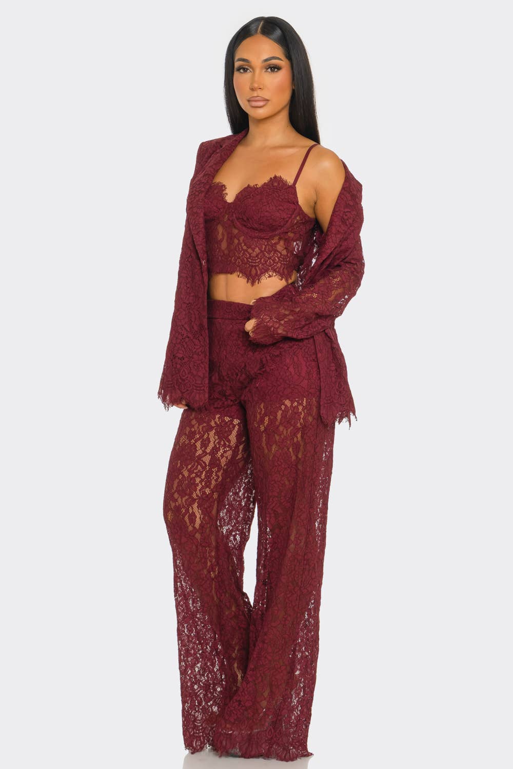 3PCS LACE BLAZER SET