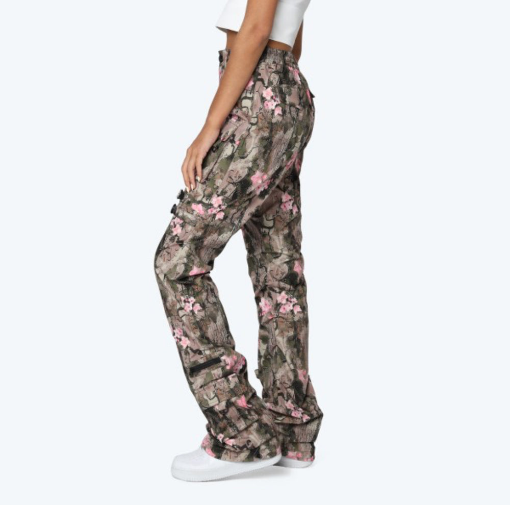 High Rise Camouflage Stacked Jeans
