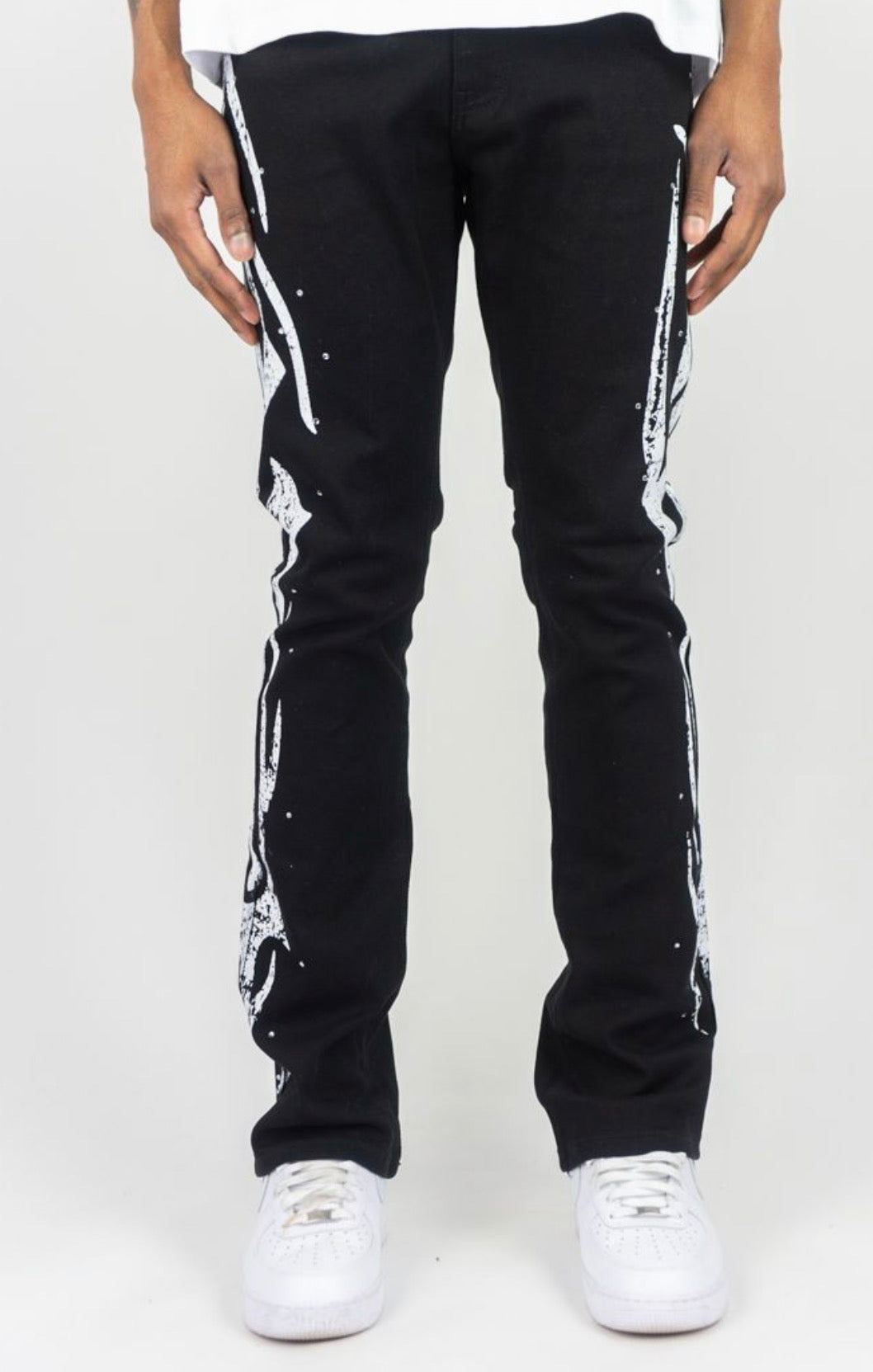 Tribal Rhinestone Stacked Jeans