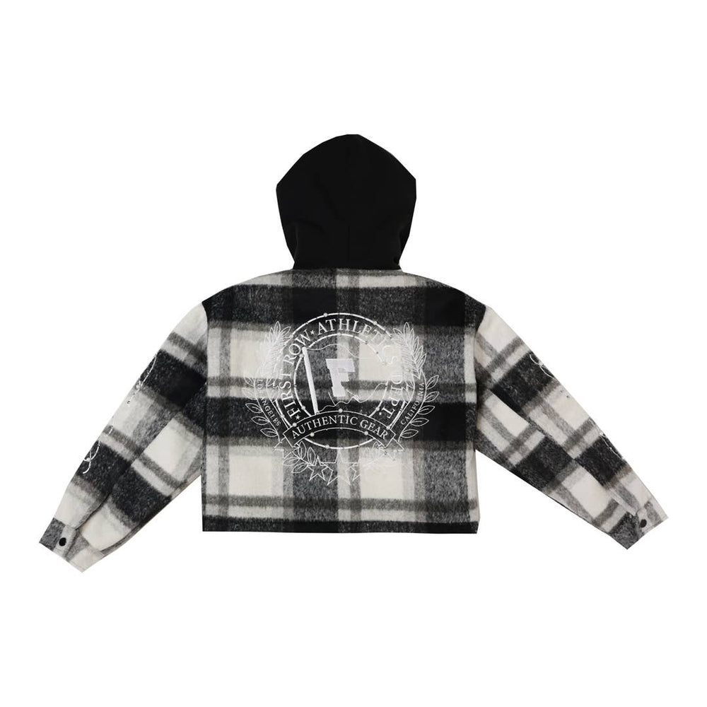 FR EMBLEM WOOL HOOD PLAID SHACKET