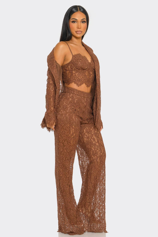 3PCS LACE BLAZER SET