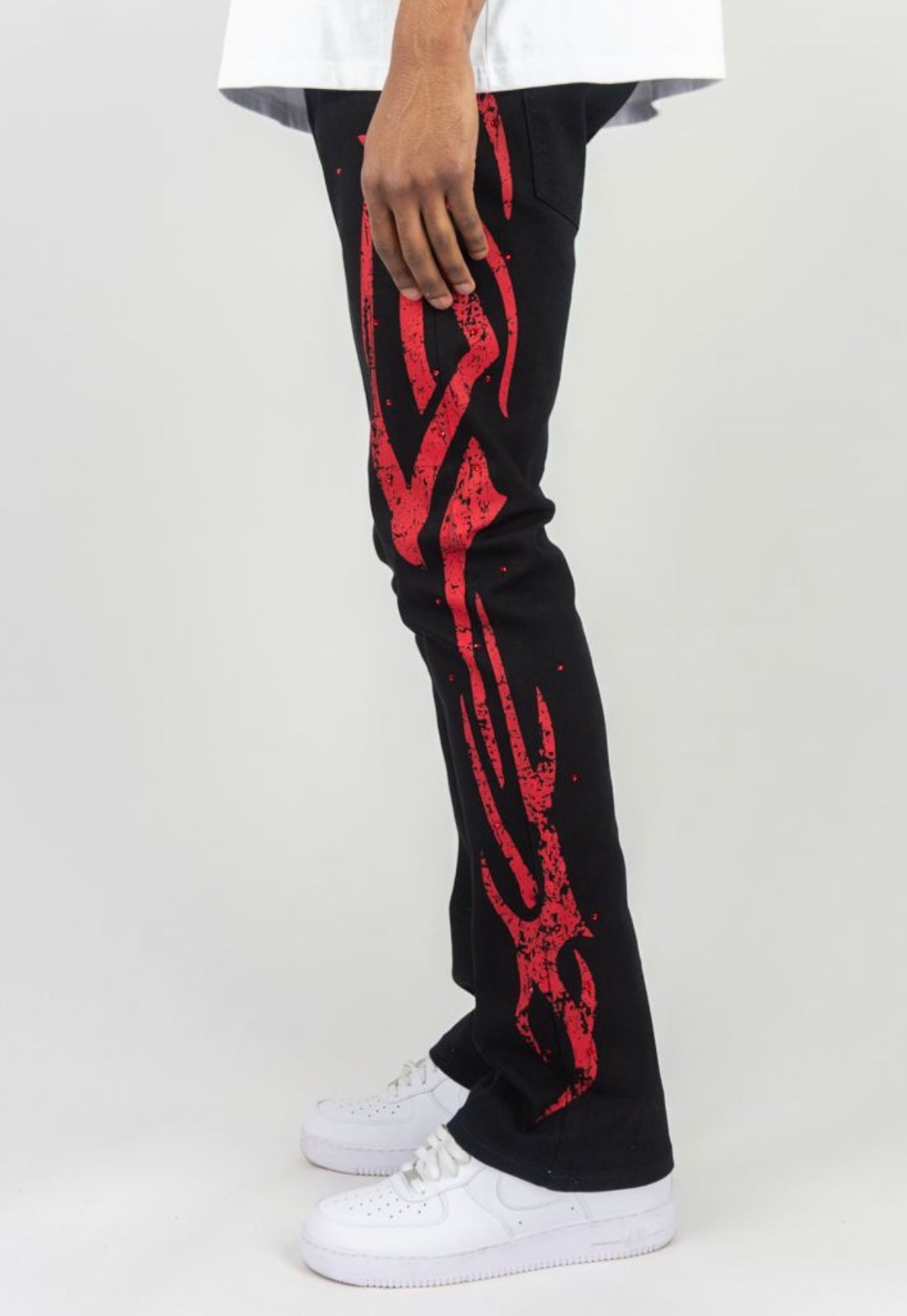 Tribal Rhinestone Stacked Jeans