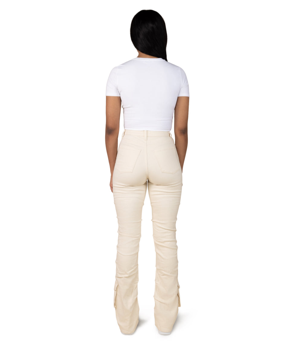 Star studded high rise utility stacked pants