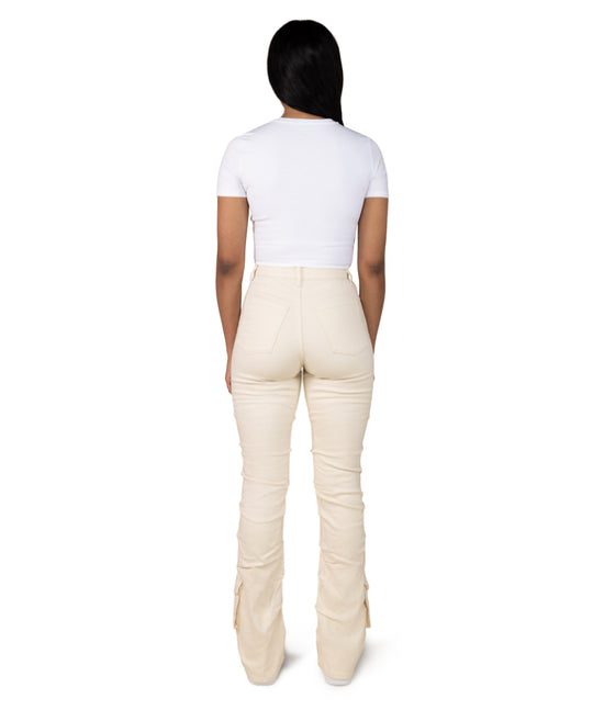 Star studded high rise utility stacked pants