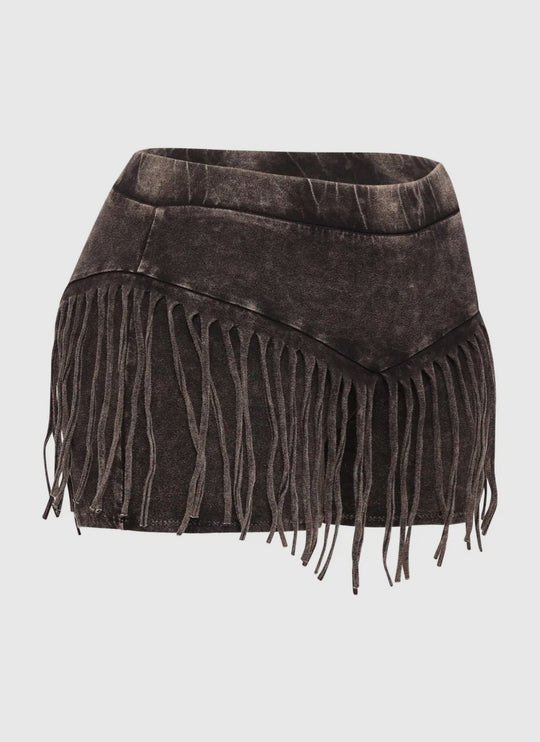 Mineral Wash Fringe Shorts Set