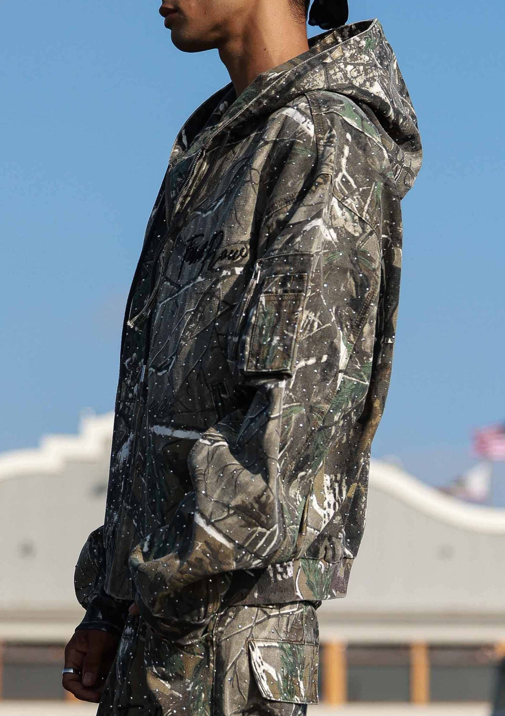 ALLOVER STUD HOOD JACKET