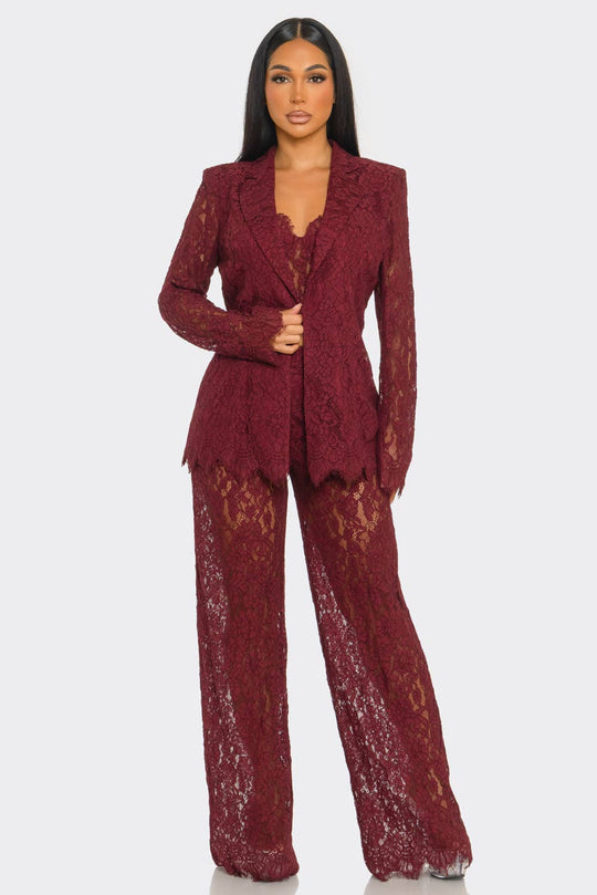 3PCS LACE BLAZER SET