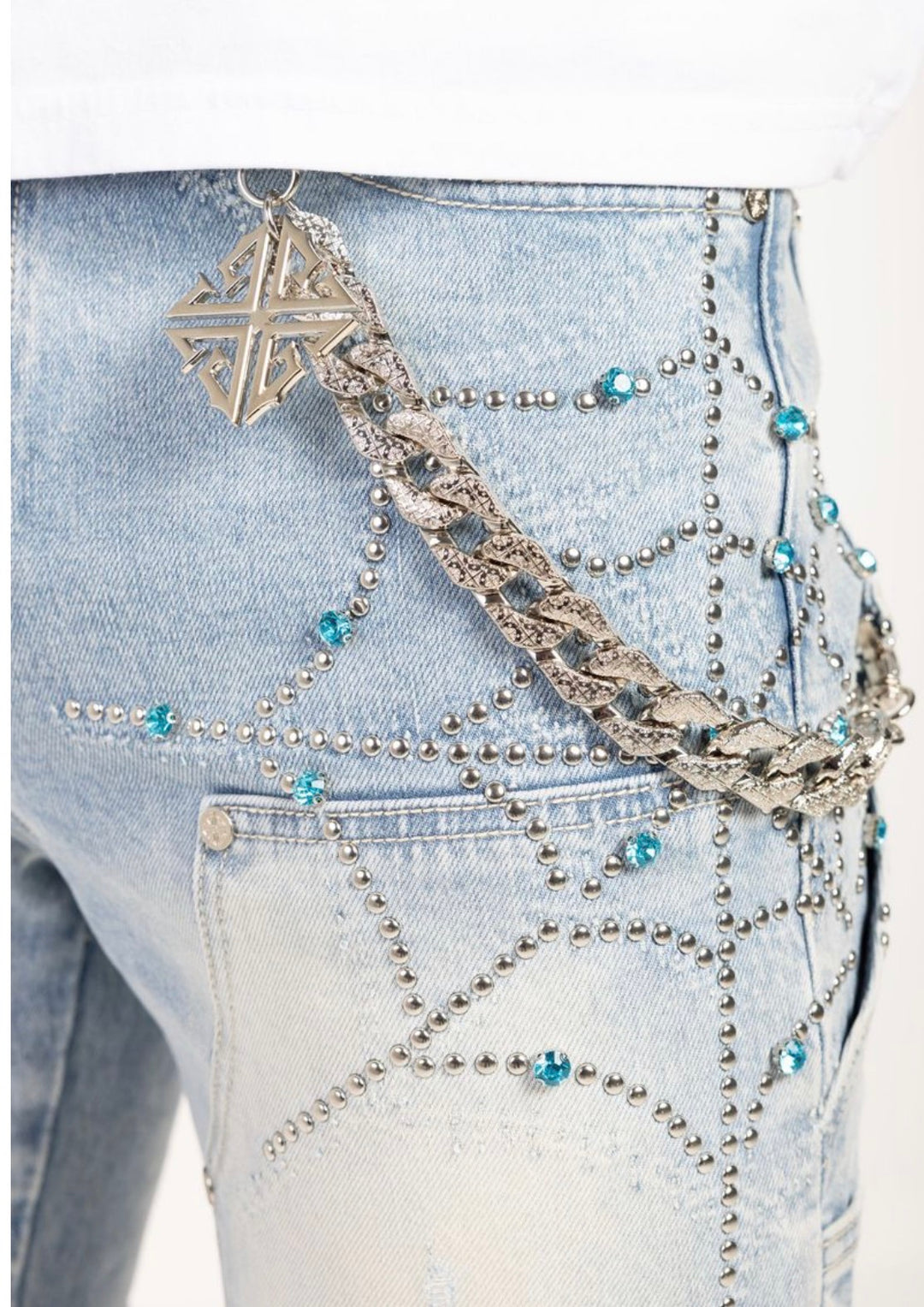 Aqua Blue Spider Jeans