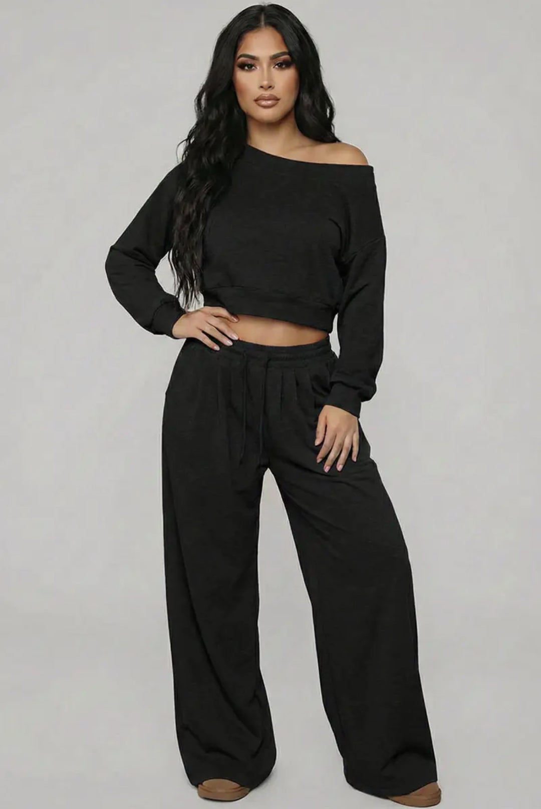 French Terry Off Shoulder Lounge Set