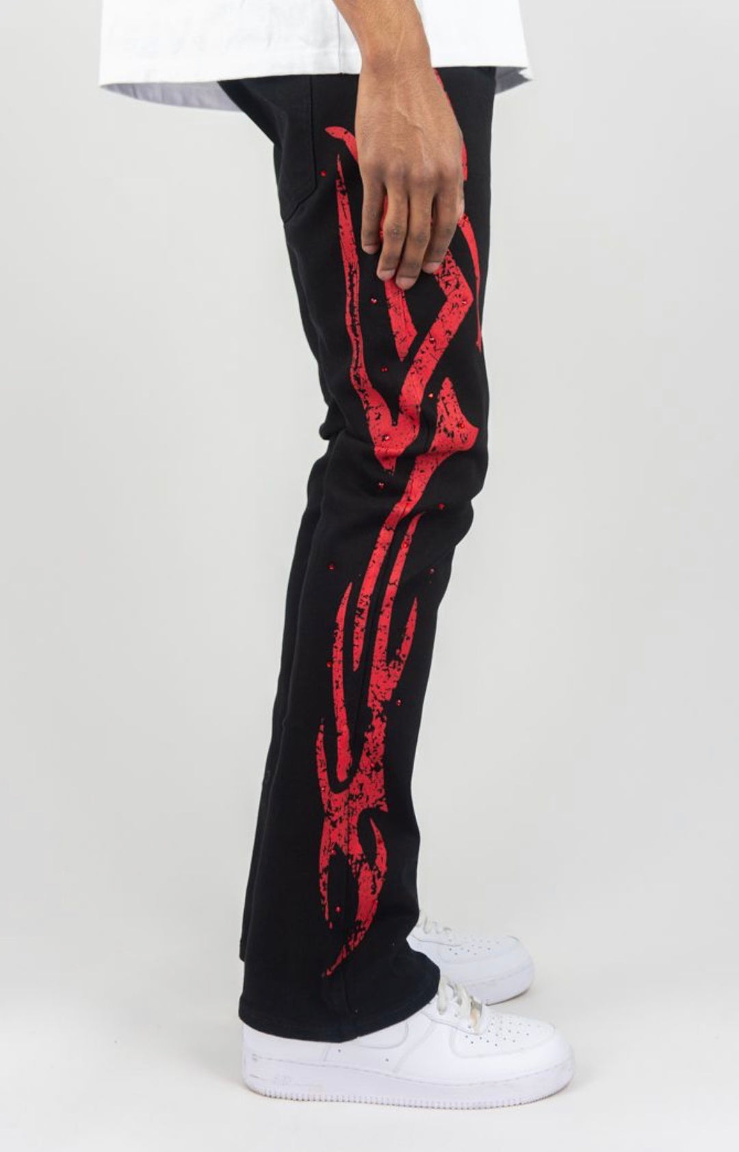 Tribal Rhinestone Stacked Jeans