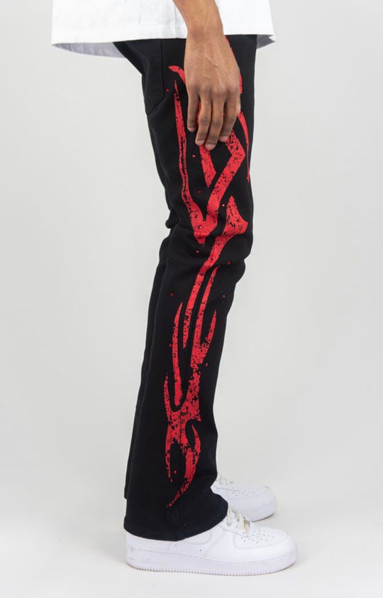 Tribal Rhinestone Stacked Jeans