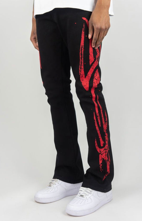 Tribal Rhinestone Stacked Jeans