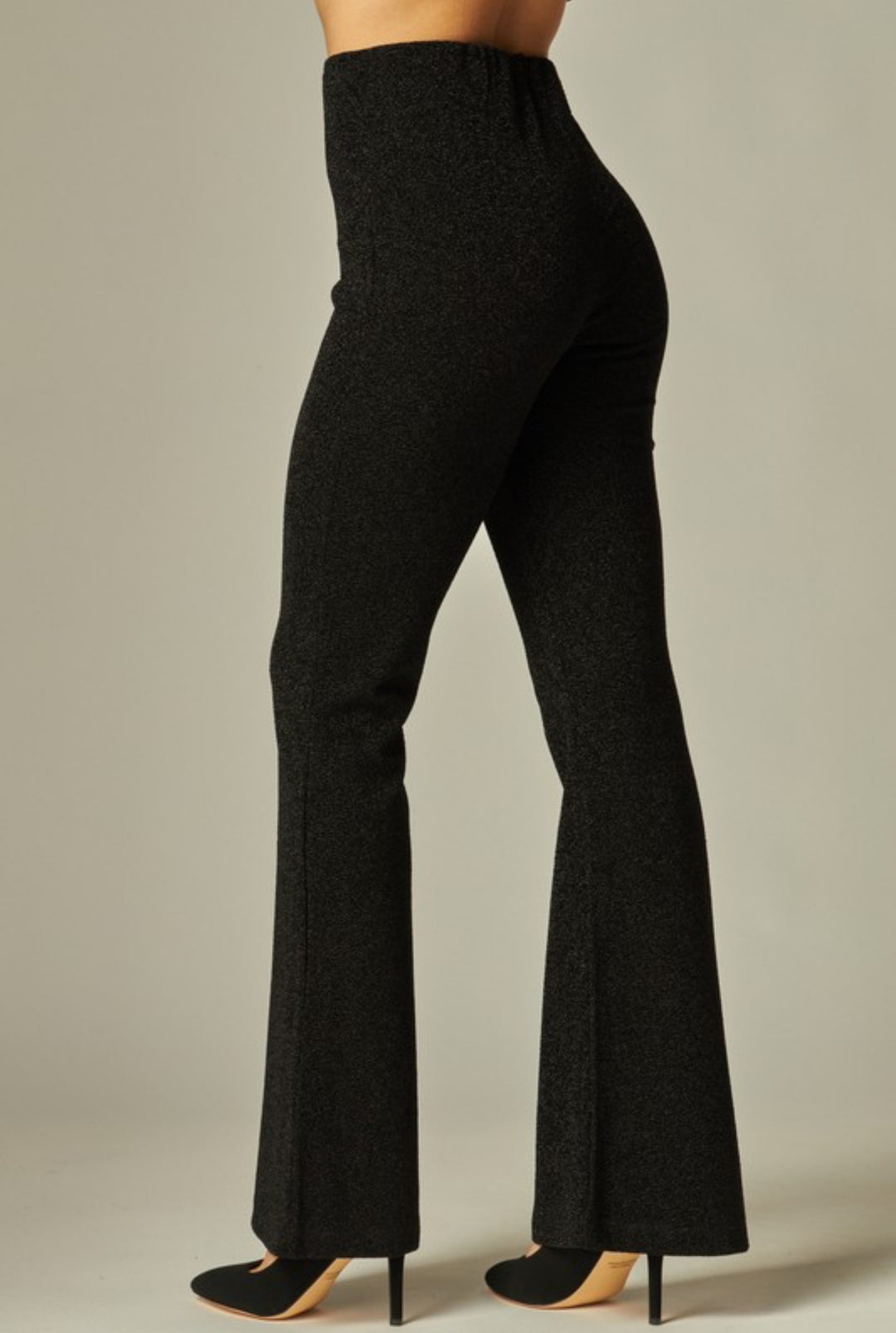 Metallic Stretch Knit Tube Top Flare Bottom Set