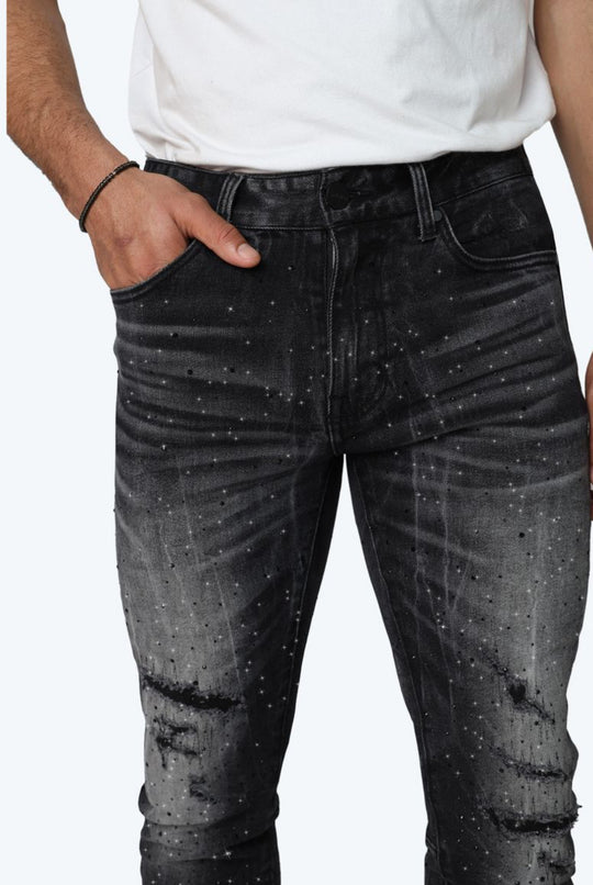 Rhinestone Down Stacked Jeans