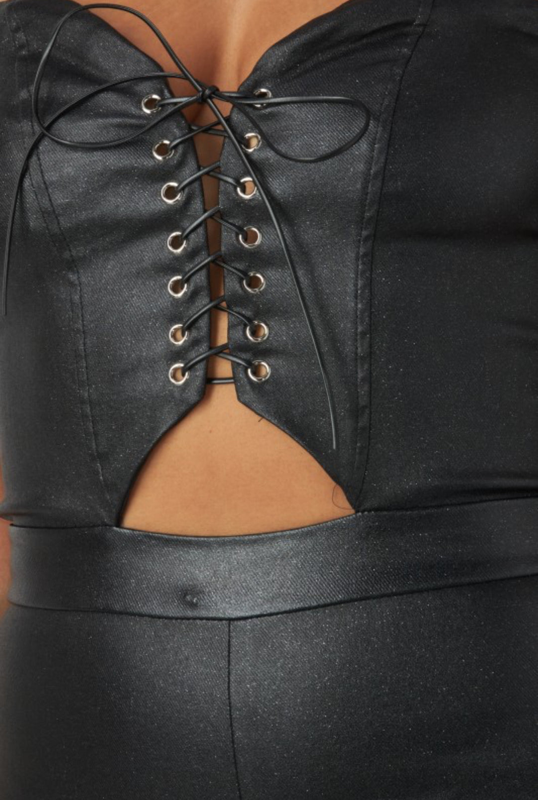 Front Lace Up Flare Jumpsuit