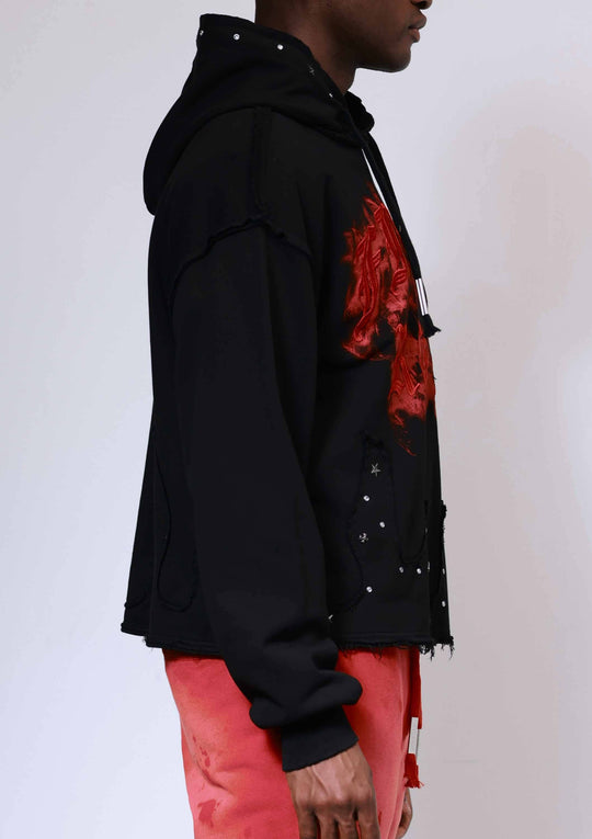 WAKE UP AND BE FIERCE STUD CROP HOODIE