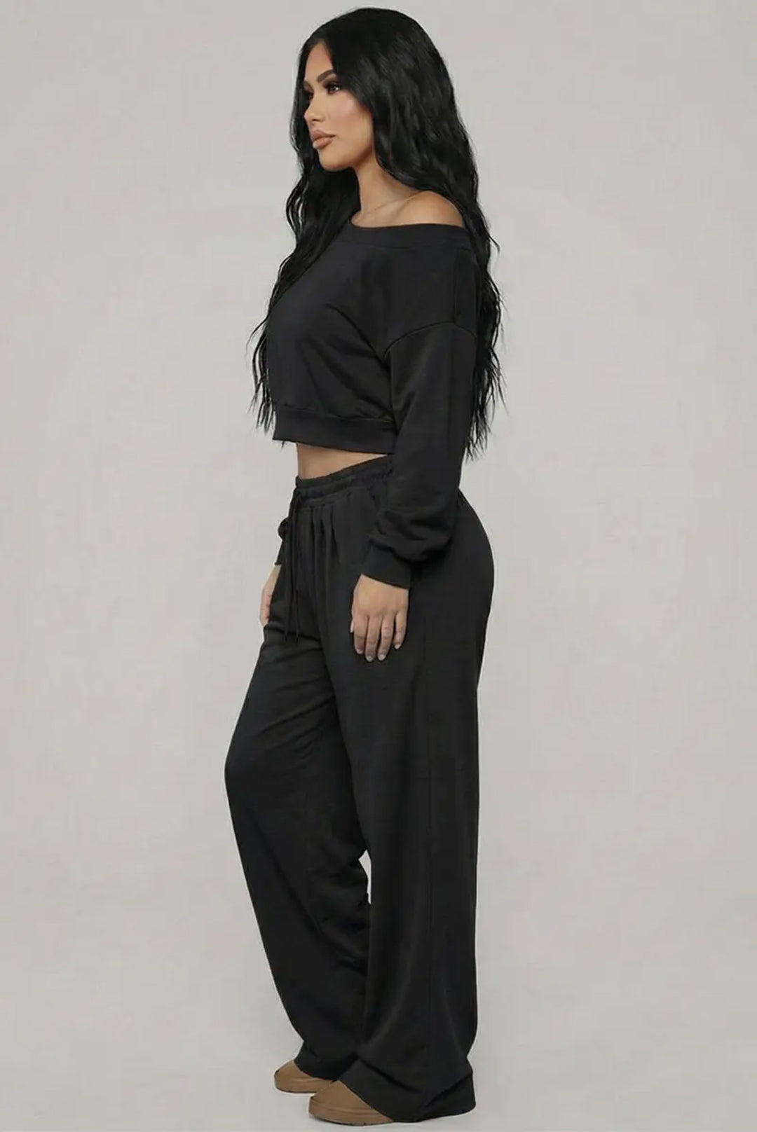 French Terry Off Shoulder Lounge Set