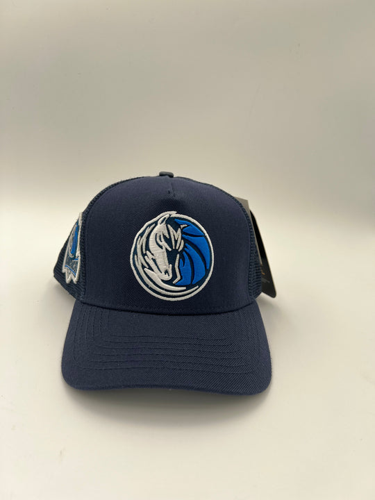 Dallas Mavericks pinched brim trucker hat
