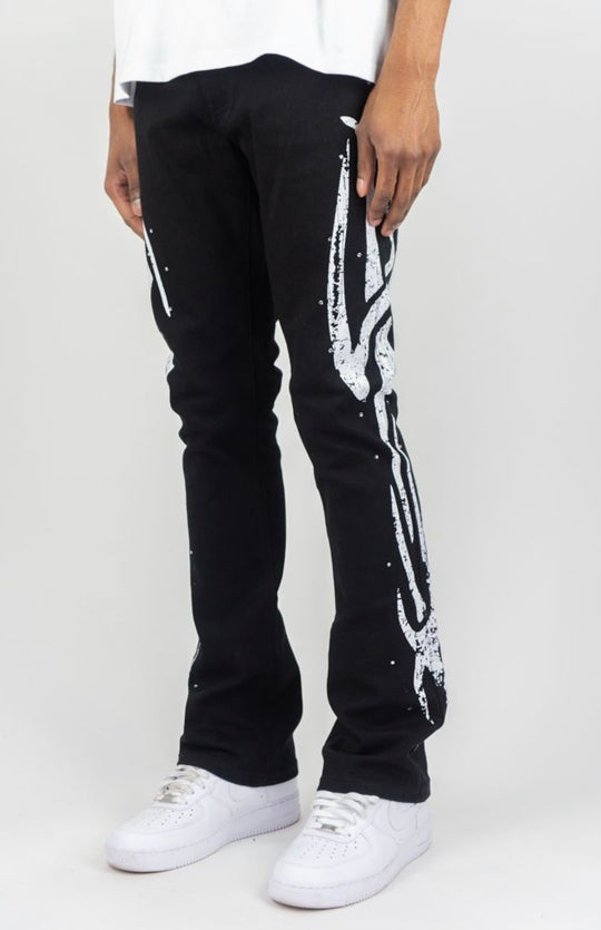 Tribal Rhinestone Stacked Jeans