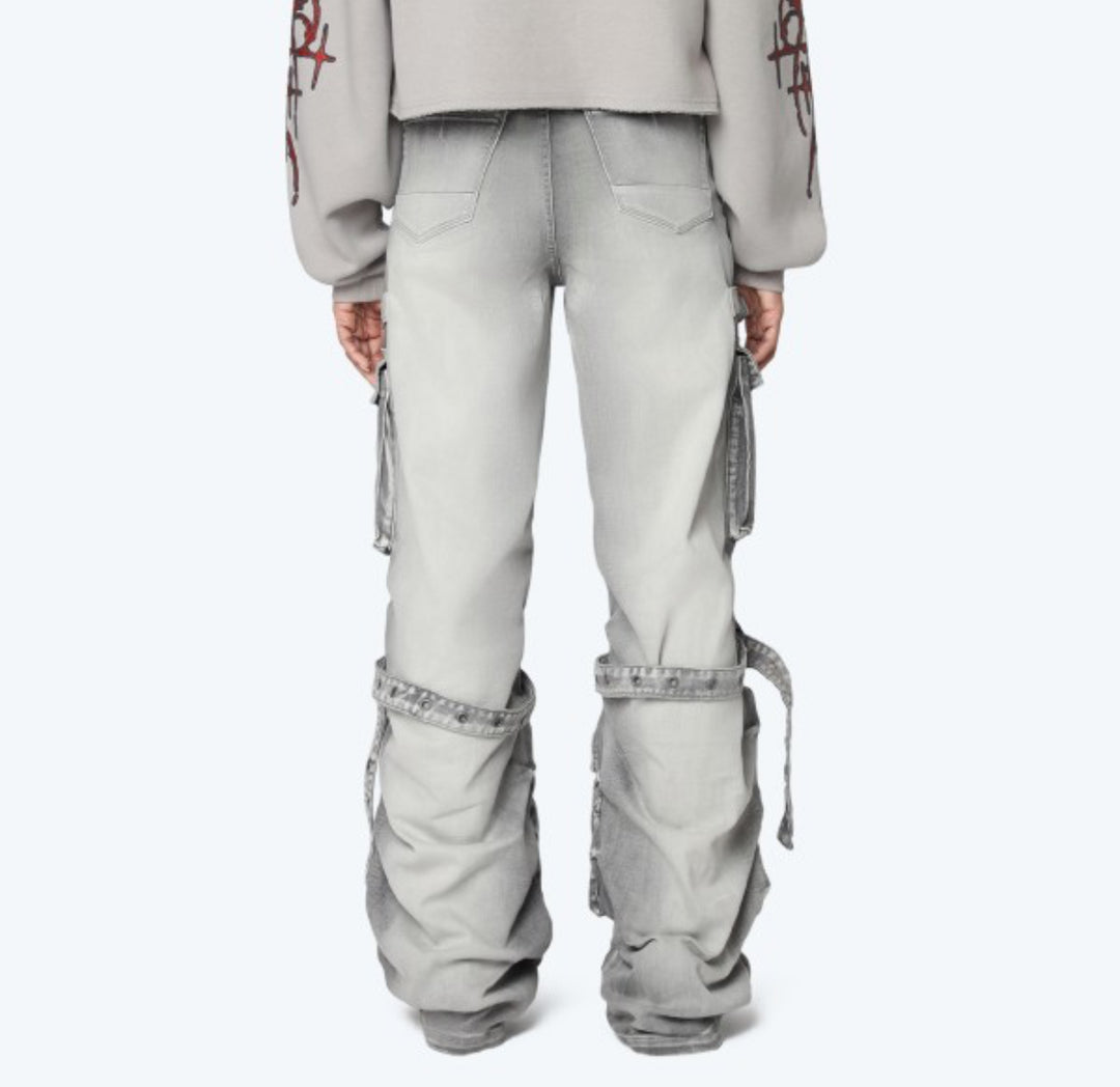 Radiant Grey High Rise Wide Leg Jeans