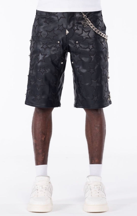 Black Stars Leather Shorts
