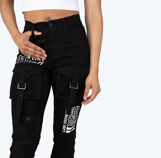 High Rise Printed Stack Twill Pants