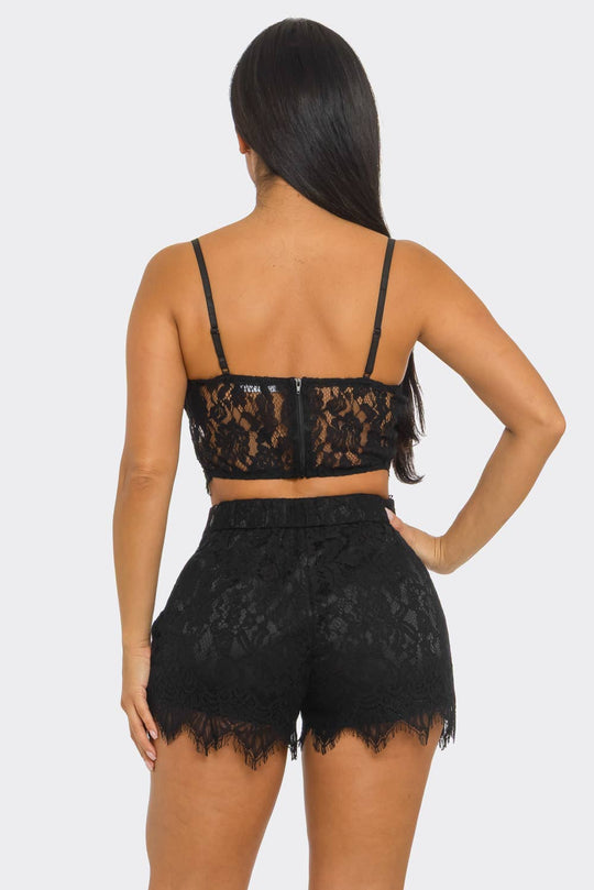 FLORAL LACE 3PC BLAZER SHORT SET