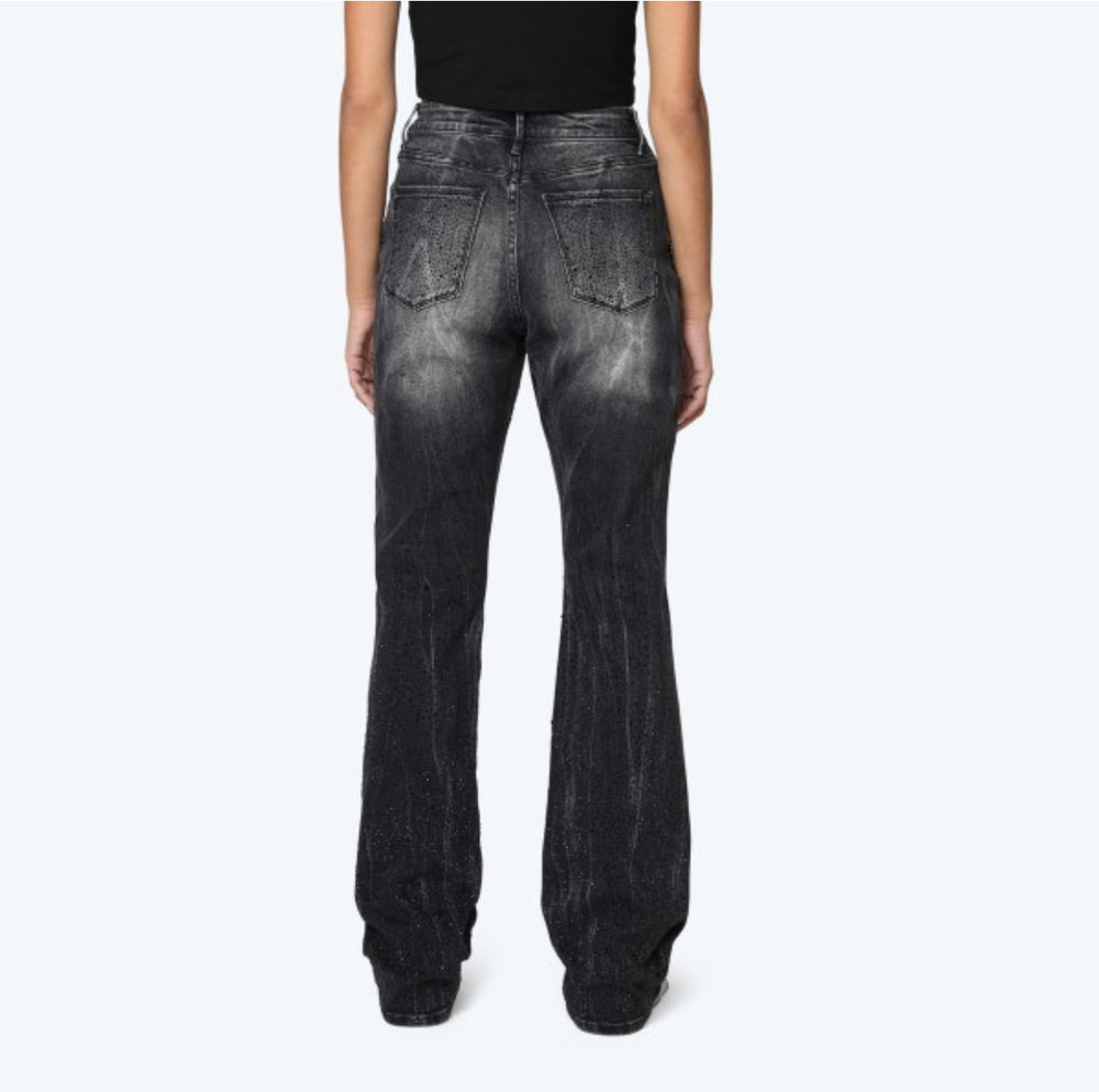 All Over Rhinestone Stacked Jeans
