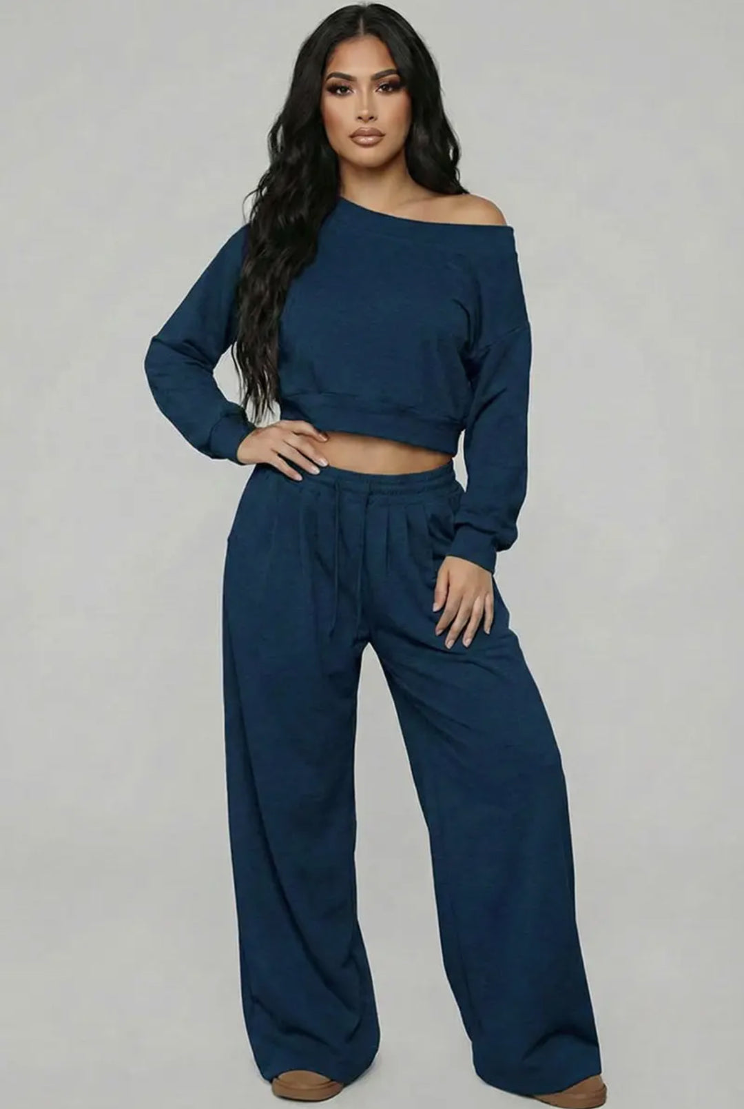 French Terry Off Shoulder Lounge Set