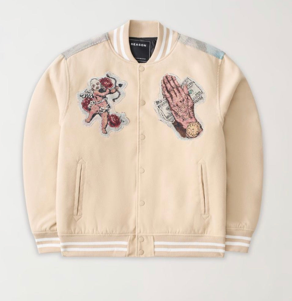 Stack Up Tapestry Varsity Jacket