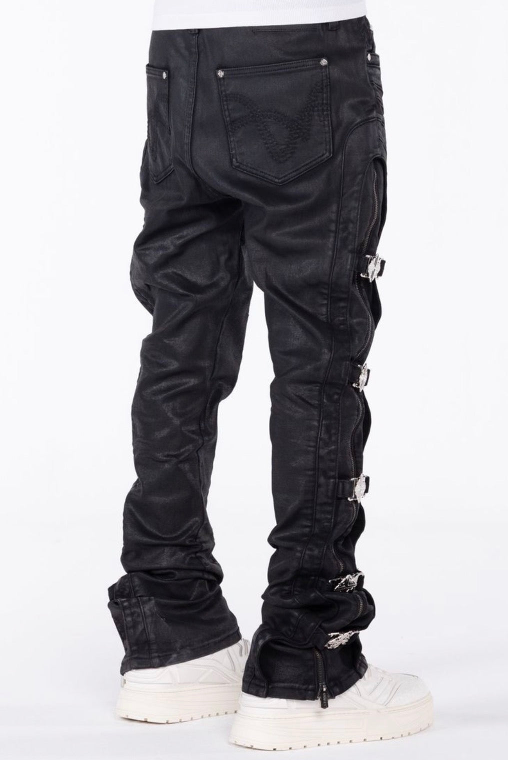 Black Cross Buckle Jeans
