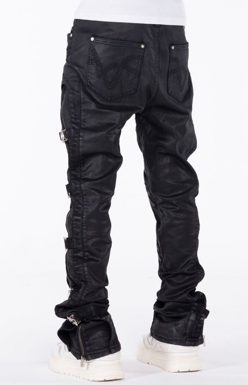 Black Cross Buckle Jeans