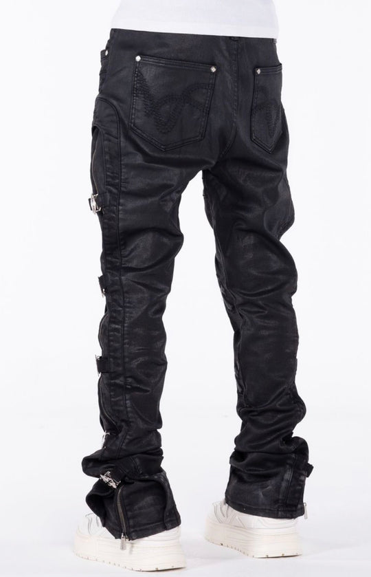 Black Cross Buckle Jeans